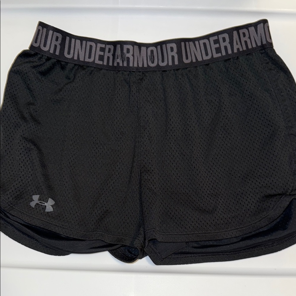 Under Armour Black Athletic Shorts with Elastic Waistband